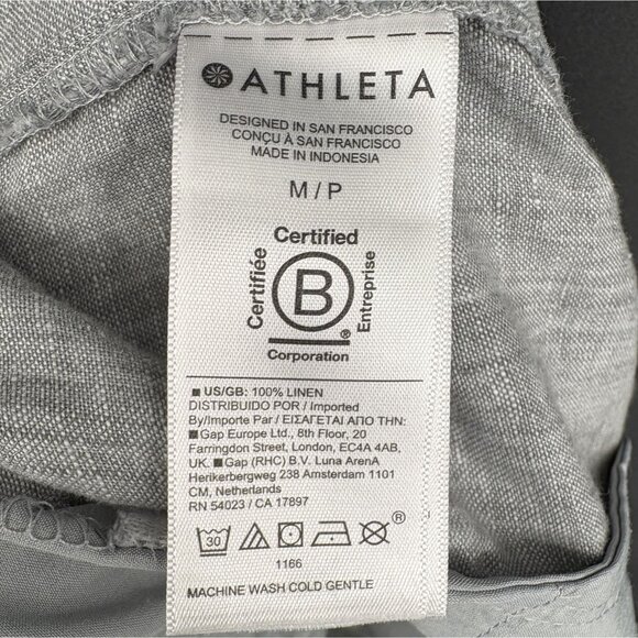 Athleta Women's Linen Drawstring Pants M Gray Breathable Beach Vacation - Picture 5 of 11